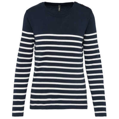 Striped Navy / Off White