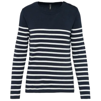 Striped Navy / Off White
