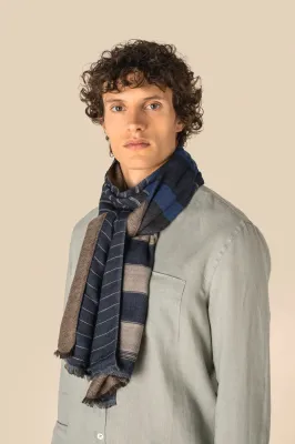 Blue Stripes / Brown Herringbone