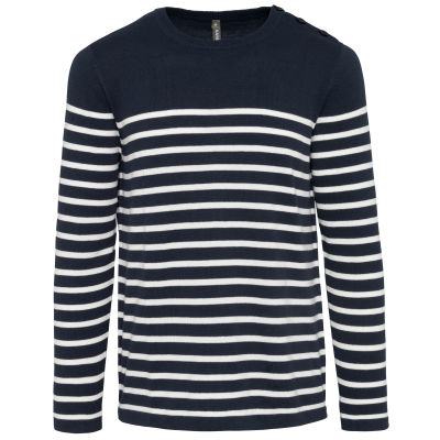 Striped Navy / Off White